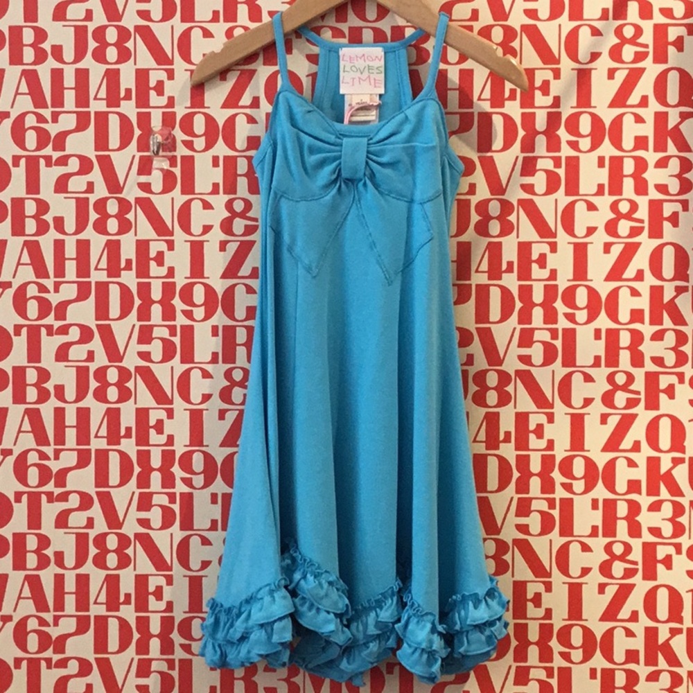 Lemon Loves Lime Blue Bow Pretty Dress, NEW WITH TAGS, Size 4T - Picture 1 of 2
